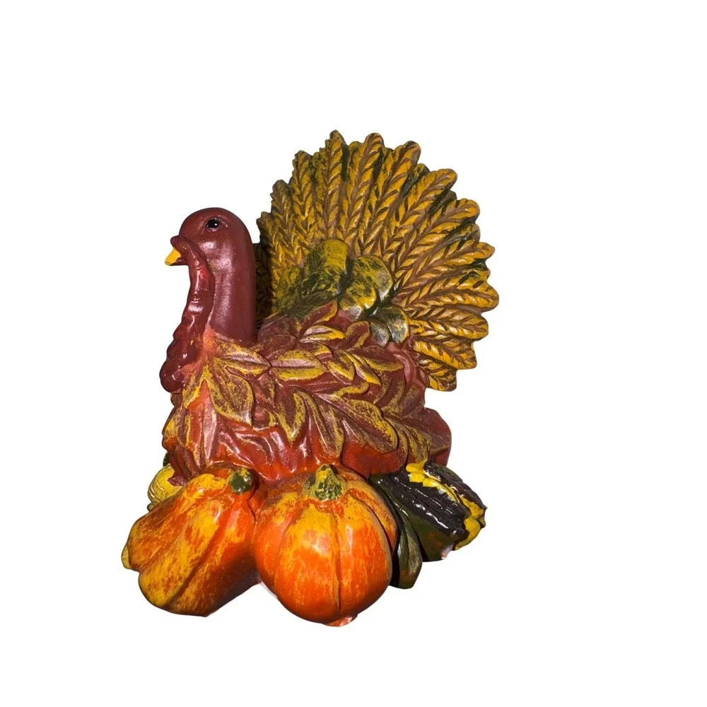 Unbranded Turkey Figurine Small Multicolor Resin Harvest Pumpkins Thanksgiving